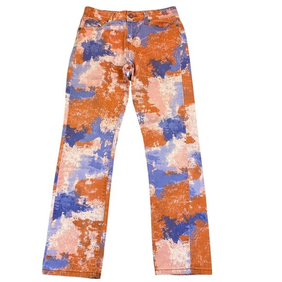 Levis Women's Jeans Size 6M 28x32 Mid Rise Skinny Orange TieDye Denim Hippie - Picture 1 of 12